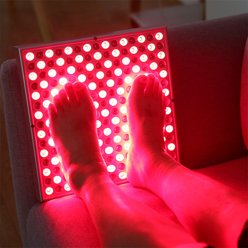 Close-up of the LED reflector cups on the Lumybella light therapy panel